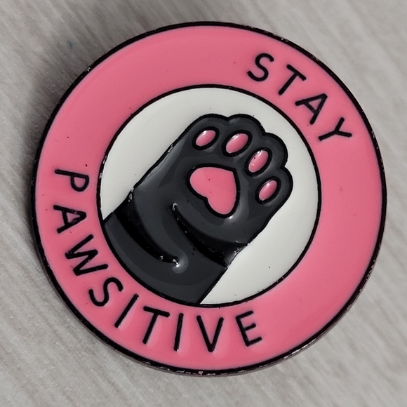 Stay Pawsitive Cat Paw Enamel Pin - Picture 2 of 8